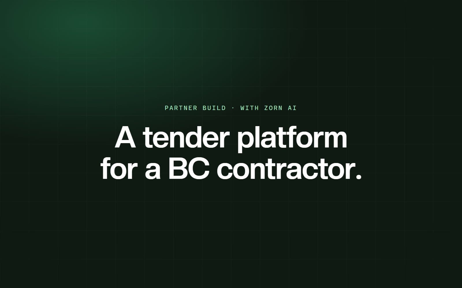 Tender platform for a BC contractor